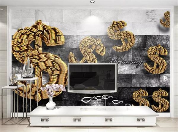 

custom any size 3d wallpaper 3d gold coin abstract creative space living room tv background bound wall painting wallpaper