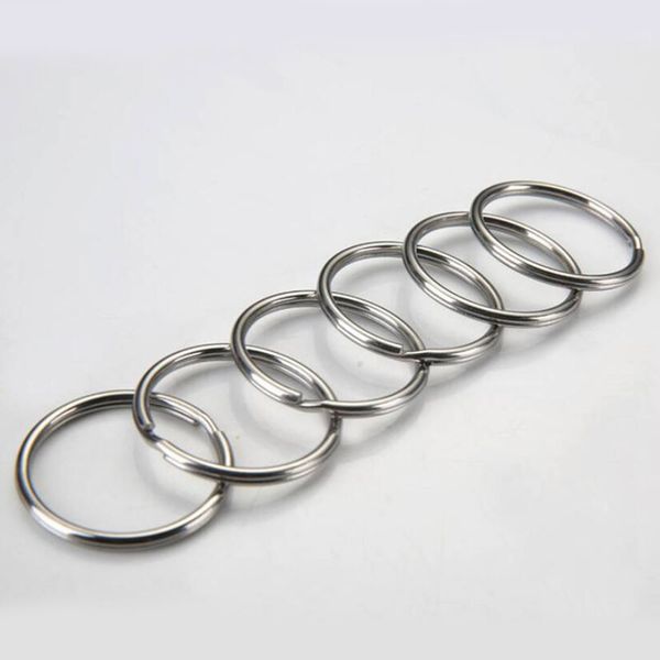 

12mm 15mm 20mm 25mm 28mm stainless steel hole key ring key chain rhodium plated round split keychain, Silver
