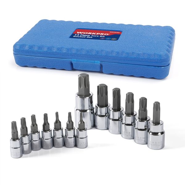 

workpro 13pc torx bits socket set 1/4" 3/8" 1/2" dr. bit sets home tool kits