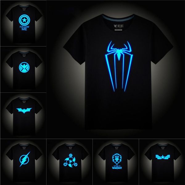 

glow in the night superhero logo printed kids t-shirts tees 25 designs 2-12t kids boys cotton t shirt kids designer clothes ss309, Blue