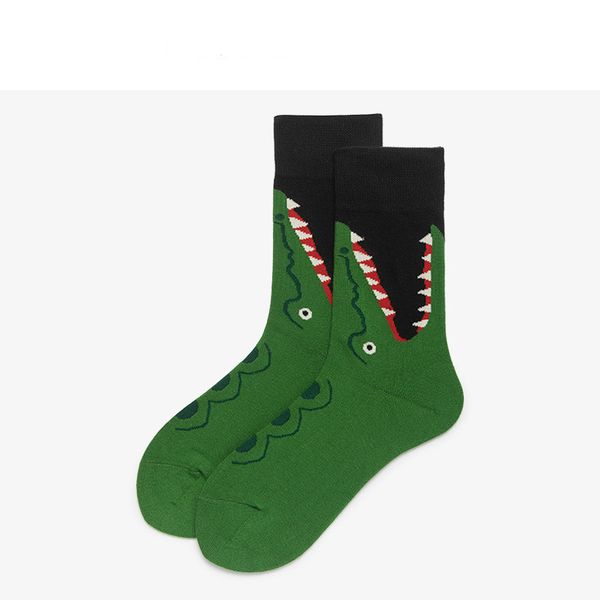 

2020 men and women sports cotton jacquard crocodile mouth pattern long socks couple korean funny ins style wholesale, Black;white