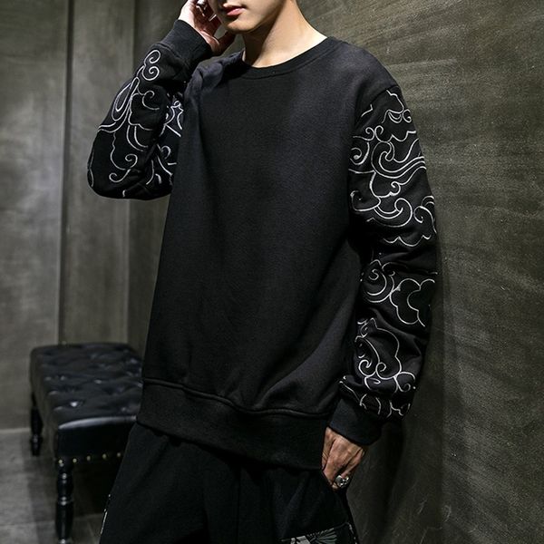 

men vintage embroidery streetwear chinese 2019 autumn hip hop pullover male oriental clothes men oversize sweatshirts kk3204, Red