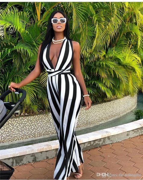 

women summer jumpsuits nightclub straps clothing wearing wide loose rompers sashes full length apparel, Black;white
