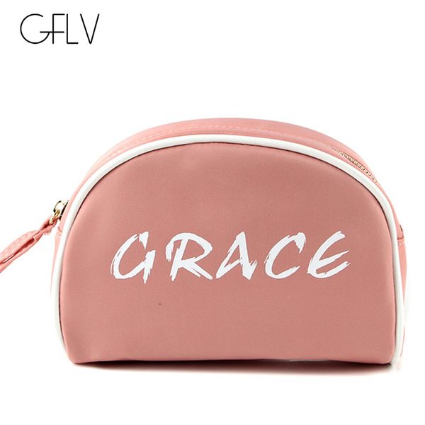 

gflv brand 2019 new fashion letter cosmetic cases portable women travel makeup bag black organizer bag zipper cosmetic case