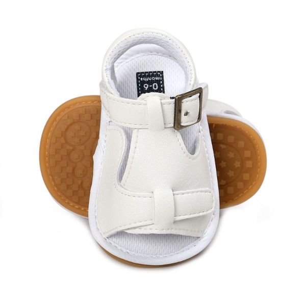 

infant baby boys faux leather sandals open toe metal buckle strap toddler comfort outdoor flats back strap non-slip crib shoes, Black;red