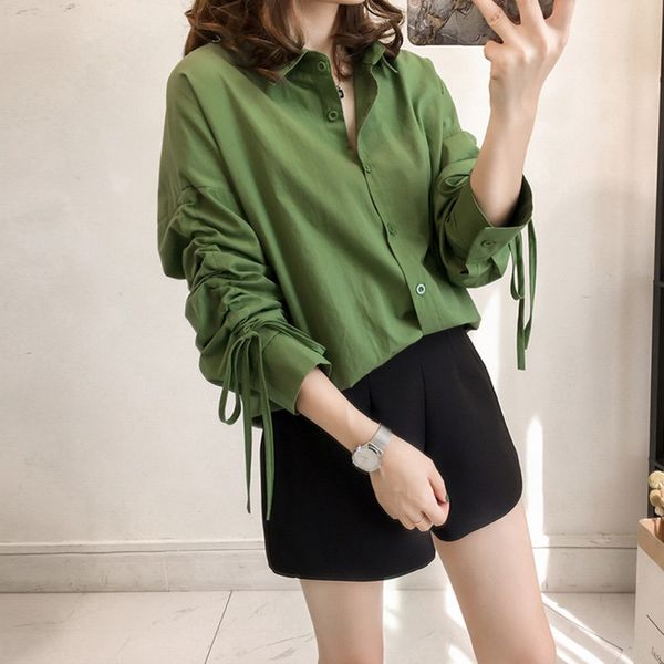 

chiffon blouse long sleeve v-neck women office shirt lady blouse shirt blusas, White