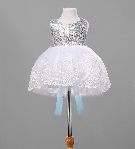 

new baby kids girls charming party gown formal dress sequins flower lace bowknot dress, Red;yellow