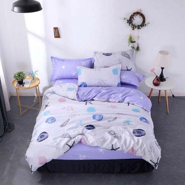 

2019 brief ins purple shells bedding sets microfiber brush polyester bedlinens twin full  king duvet cover set pillowcases
