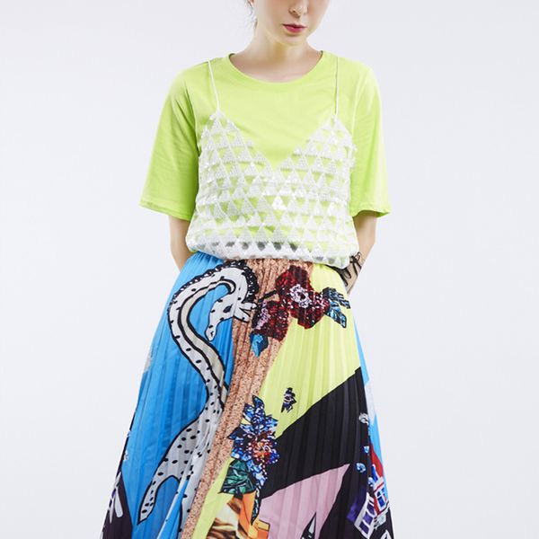 

летний костюм t pity 2019 xia liangpian камзол ложный с раздвоенным рельефным рисунком на двух листах без подкладки верхняя одежда с коротки, White