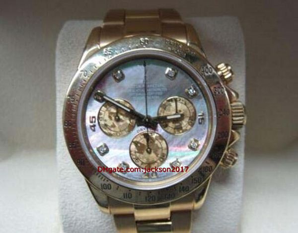 

wristwatches mens watch 18k gold 116528 mop diamond dial yea gold, Slivery;brown