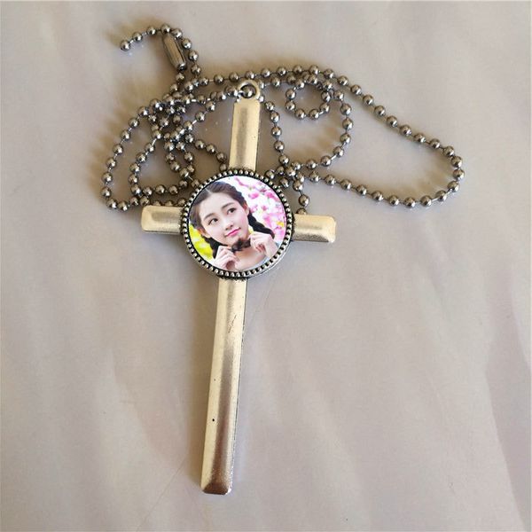 

fashion blank necklace pendant for sublimation cross blank round necklaces pendants for heat transfer 20mm wholesales, Silver