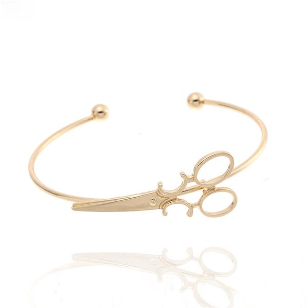 

trendy gold silver scissors bracelet for women hollow shears bangles adjustable bracelets hip hop party gifts drop shipping diy, White