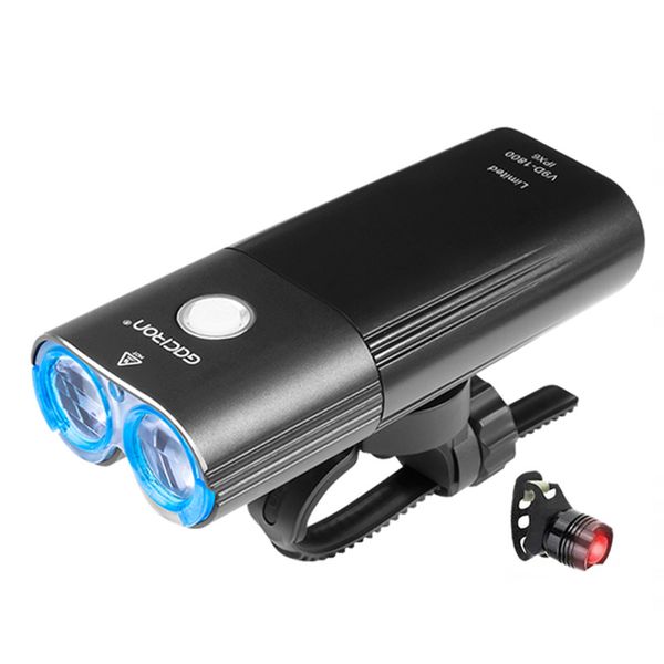 

1800 lumen bike lights set 6 mode xml-2 led bicycle light mobile power bank usb charging waterproof torch mtb cycling headlight