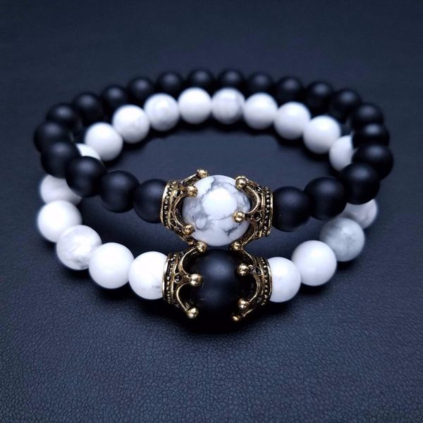 

мужской charm тигровый глаз камень rope цепи браслеты мужчины корона бисер браслет простой мода ювелирные изделия, Black