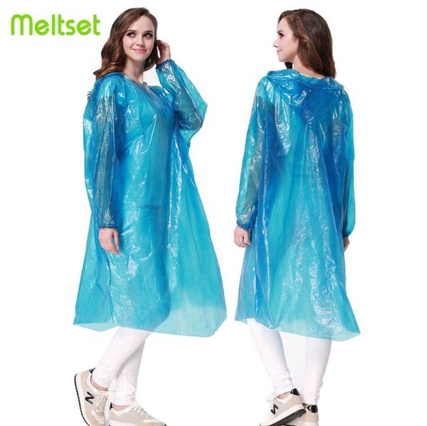 Raincoat descartável portátil Casaco de chuva de plástico Poncho unisex poncho casaco de chuva para exterior impermeável Poncho de chuva com capuz