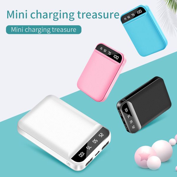 Mini Power Bank 8000mAh Портативное зарядное устройство Poverbank внешняя батарея светодиодный дисплей 2 USB 10000mAh для Xiaomi Mi PowerBank