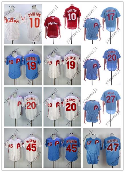 

Phillie 10 17 ho kin 19 luzin ki 20 chmidt 27 nola 45 mcgraw 47 white red blue ba eball jer ey hirt titched quality
