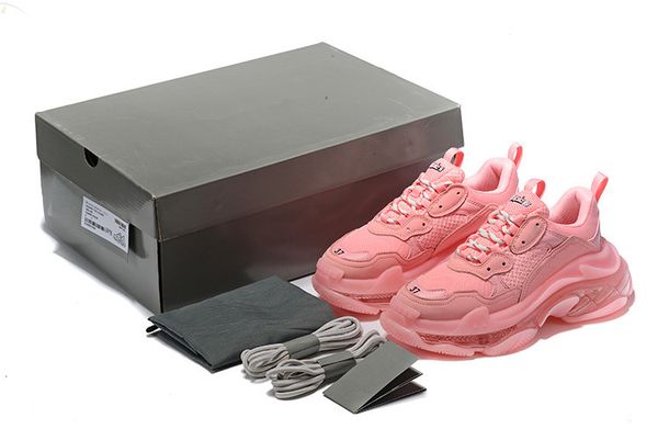 

2019 new luxury paris triple s 3.0 crystal bottoms vintage height platform sneakers fashion mens women red golden grey designer casual cs05, Black