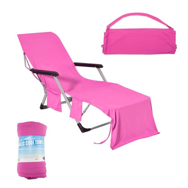 

portable beach chair towel cover long strap beach bed chair towel with pocket for summer holiday pool sun outdoor activities