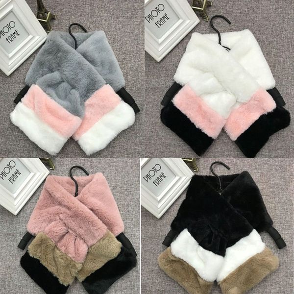

fashion woman kids parent-child winter soft warm wrap fur scarves