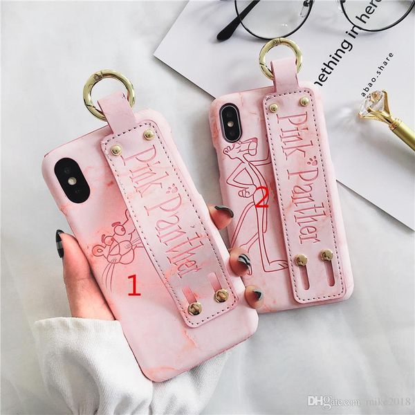

hope pink panther pattern case for iphone x xs max full cover pink style girls hand strap holder case for iphone 8 7 6s 6 pl