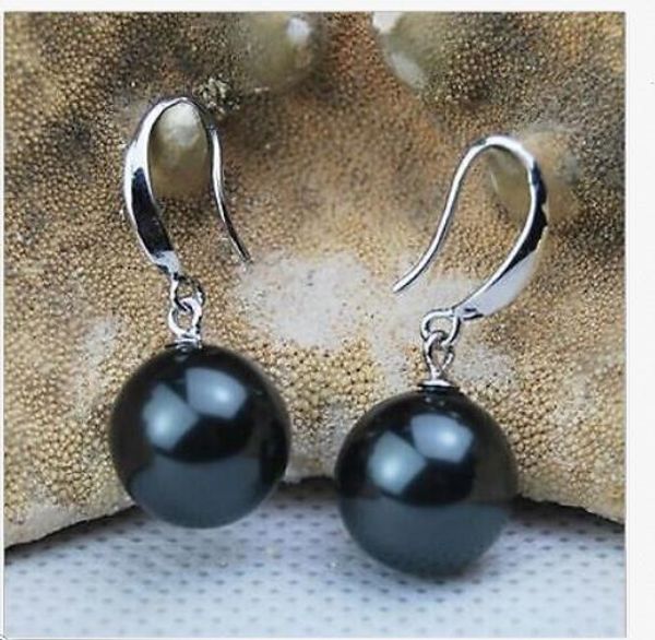 

charming 10-11mm stahitian black green pearl earring 925s, Golden;silver