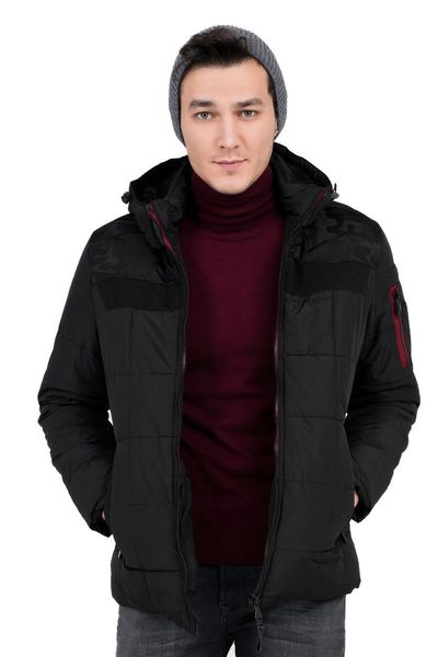 

pique hooded inflatable coat male coat dave, Black