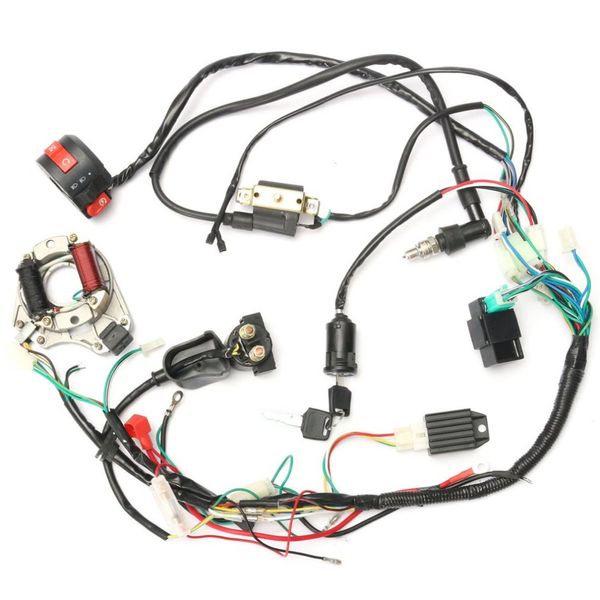 

professional motorcycle cdi wiring harness loom ignition solenoid coil rectifier for 50cc-125cc pit quad dirt bike atv