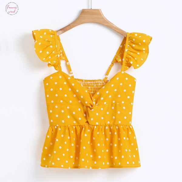 

women floral frill trim polka dot solid fashion sleeveless vest casual chiffon ladies tanks camisole regata feminina, White