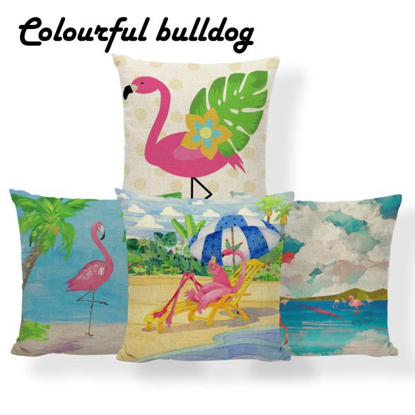 

holiday beach blue cushions pink flamingo pillow cover banana leaf wedding house warming gifts throw pillow covers 18x18 burlap