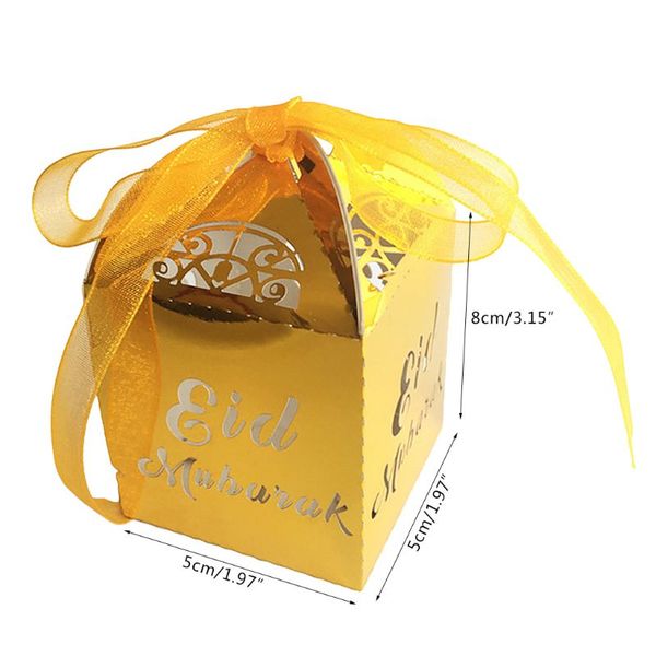 

party kids favors 50pcs gold silver happy eid mubarak box ramadan decoration laser cut pearl paper ribbon candy boxes 72xf