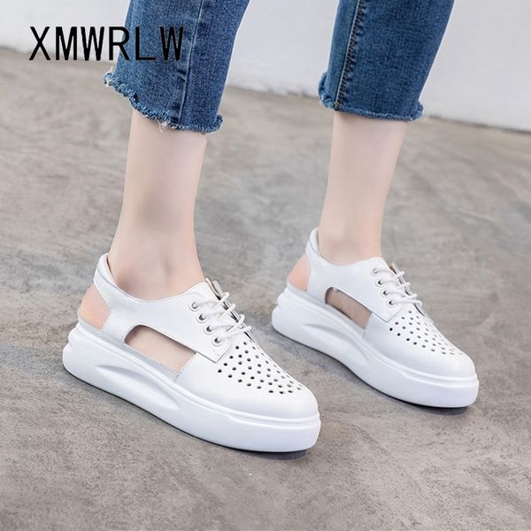 

xmwrlw women's summer sandals genuine leather casual shoes woman closed toe sandals 2020 summer plus size ladies beach sandal, Black