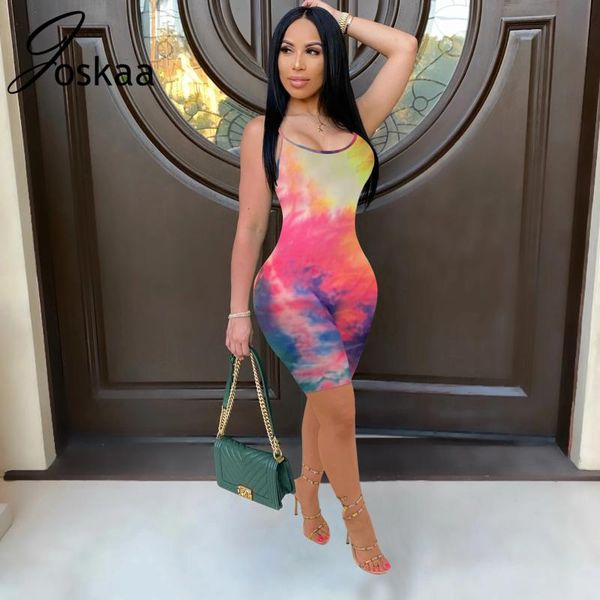 

joskaa 2020 summer new hotselling one piece bodycon эластичный цветной печатный комбинезон сексуальные бретельки спинки, Black;white