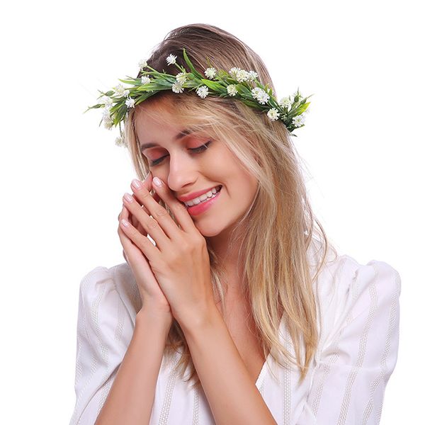 

регулируемые повязки flower crown fresh boho для женщин, девушек, свадебных праздников, декретные семейные фотографии крошечные цветы белые, Slivery;golden