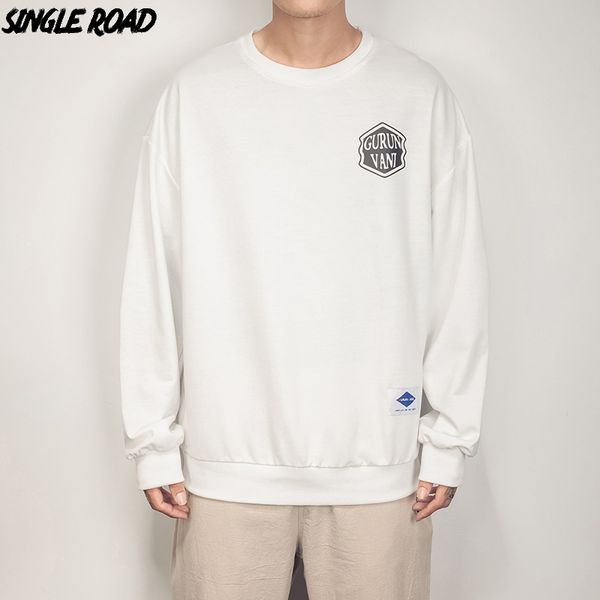 

singleroad print sweatshirt pullover men 2019 streetwear hip hop loose hoodie casual japanese men hoodies sweatshirts tracksuit, Black
