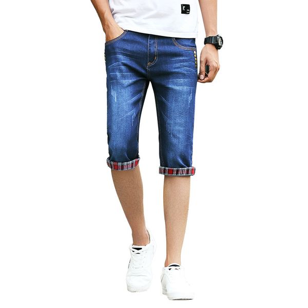 

2019 summer new casual solid slim cotton shorts men jeans blue shorts fashion male denim brand clothing plus size