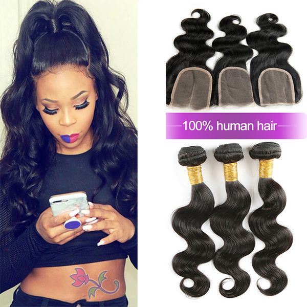 Brazilian Hair Body Wave 3 Bundles With Closure Human Hair Bundles