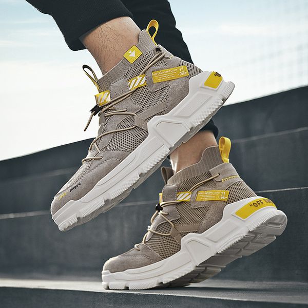 

spring/summer 2020 men's breathable mesh sneakers fashion running shoes elastic outdoor shoes walking jogging male sport