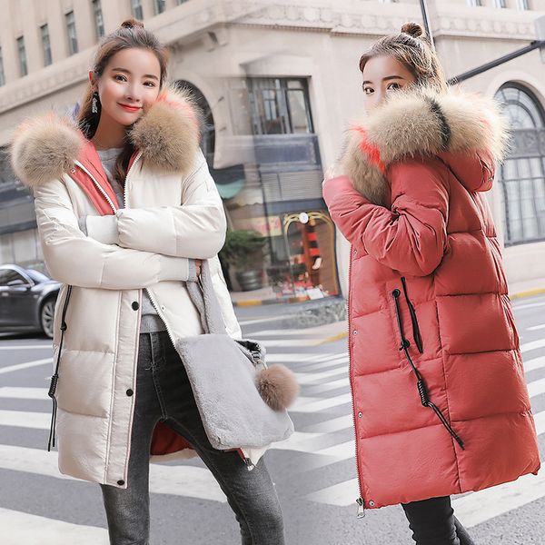 

fashion winter women's down jacket oversize dovetail white duck down jackets large animal fur collar hooded parka 2108 new, Black