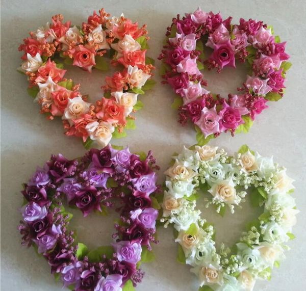 Simulation Heart Shaped Wreath Silk Wedding Festive Decoration