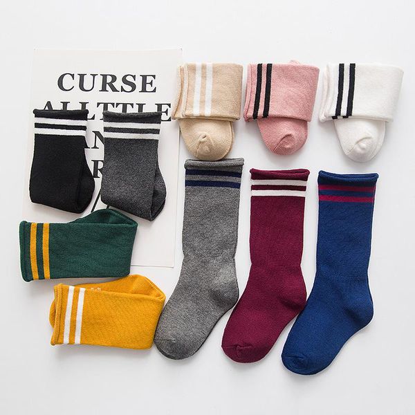 

10 colors children boy girl kids knee high socks stocking cotton baby toddler leg warmers princess school boot socks for 1-10 years, Pink;yellow