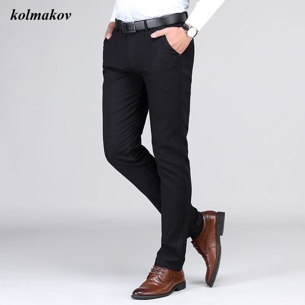 

new arrival style men boutique business casual pants straight solid men's fashion leisure trousers size 28-36, Black