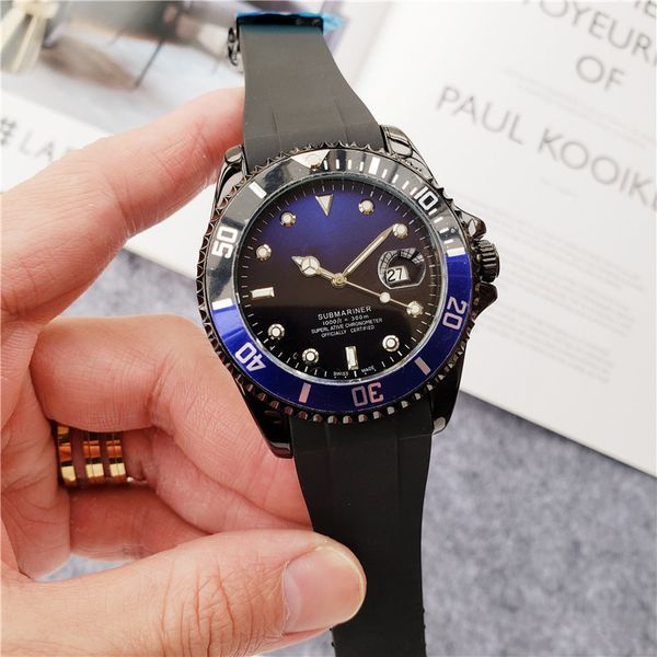 

2020 мужские кварцевые часы sub luxury fashion 43 мм силиконовый ремешок часы высокое качество сплава циферблат роскошные кварцевые часы опт, Slivery;brown