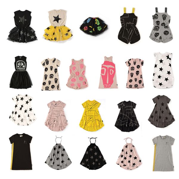 

nu girls dresses 2020 summer kids dresses for girls star skull pattern toddler girl baby girl clothes princess dress, Red;yellow