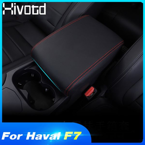 

hivotd for haval f7 accessories car central armrest box protection cover pu leather automobiles interior decoration car-styling