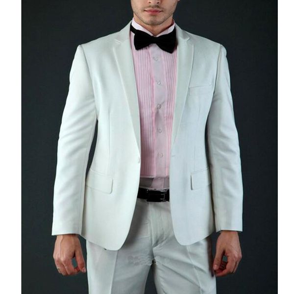 

темперамент стиль белый зубчатый отворот одна кнопка три карманы жениха смокинги свадебные дружки мужские костюмы (куртка + брюки, White;black