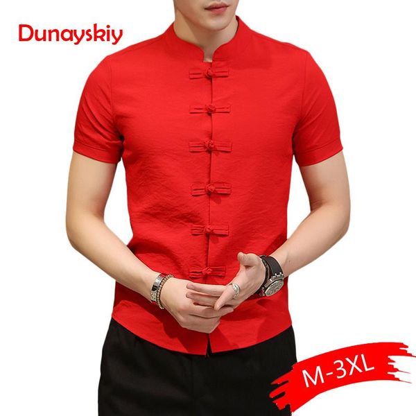 

new 2019 spring mandarin collar casual chinese men shirt culture short sleeve chinese traditional men clothing kongfu shirt, White;black