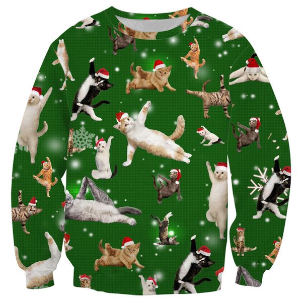 

couples women 3d christmas carnival hoodie print men's long sleeve o-neck pullover sweatshirt