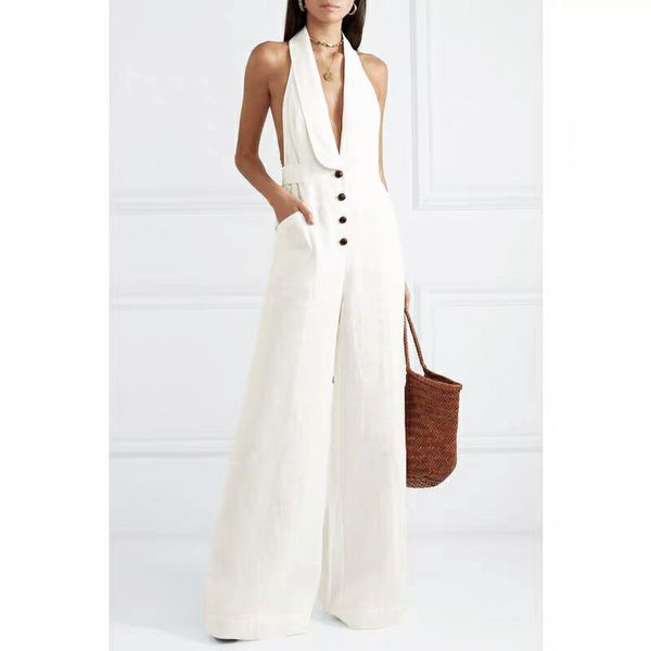 

women jumpsuit v-neck button sleeveless hight street playsuits new fashion, Black;white