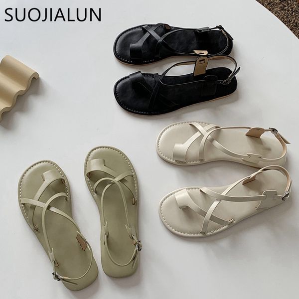 

suojialun women sandals 2020 summer bohemia comfortable ladies shoes beach gladiator slides flip flop casual female flat sandals, Black